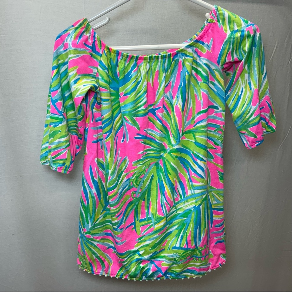 Lilly Pulitzer Mini Enna Dress Tiki Pink Royal Lime M6-7 Girls